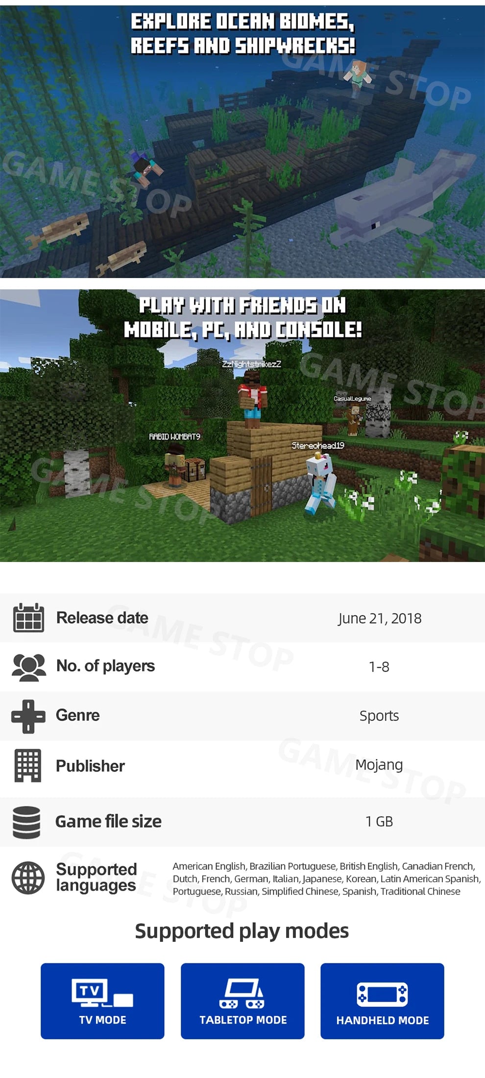 Original Minecraft - Nintendo Switch Game Deals Physical Game Card  for Nintendo Switch OLED Lite SS69