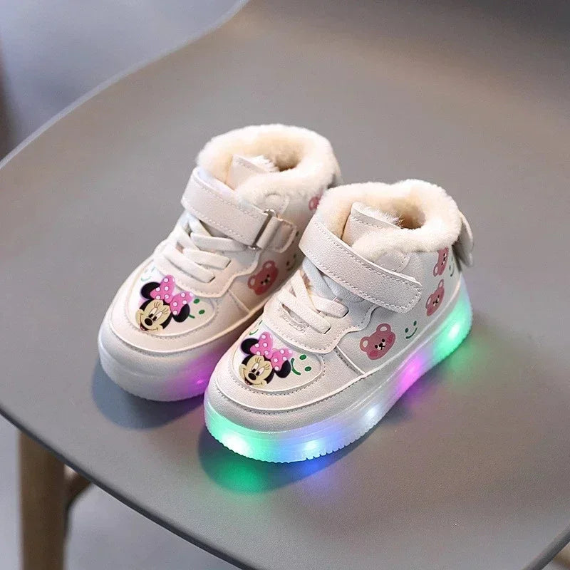 casual shoes Disney spring fall LED Toddler shoes children cartoon casual shoe Minnie soft-soled girls light up sneakers baby