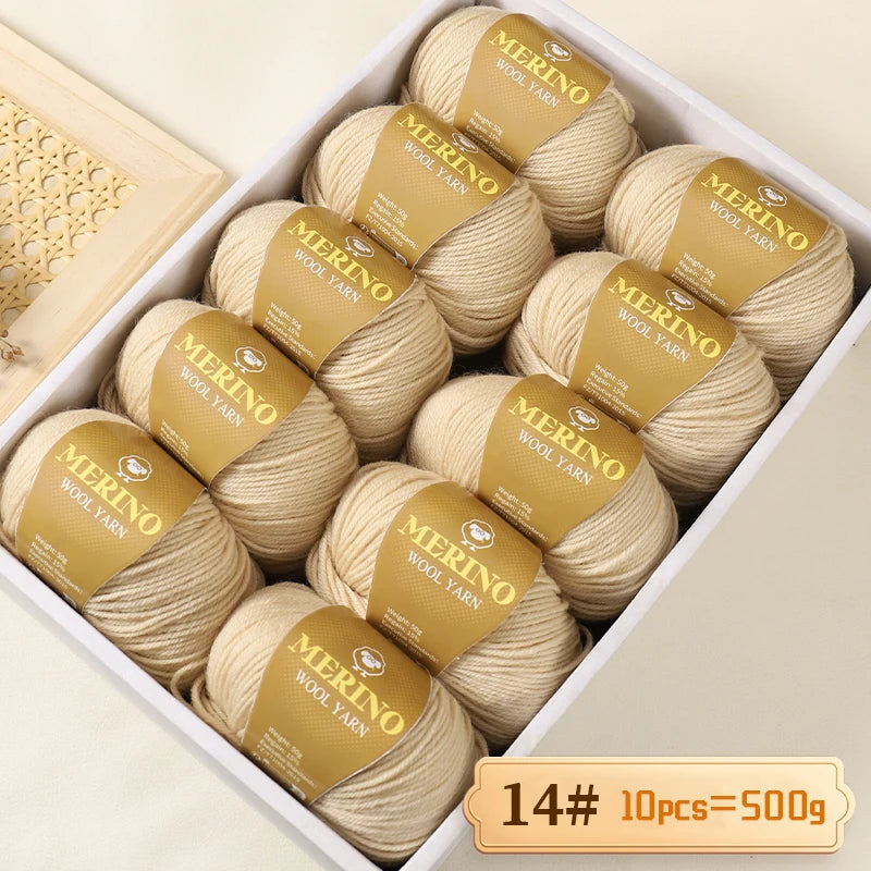 500g of High-Quality 212 Medium-Fine Alpaca Wool Yarn, Suitable for Knitting Sweaters, Scarves, and Hats, 10 Skeins/Pack