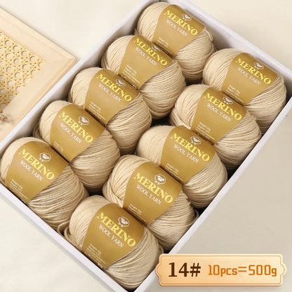 500g of High-Quality 212 Medium-Fine Alpaca Wool Yarn, Suitable for Knitting Sweaters, Scarves, and Hats, 10 Skeins/Pack