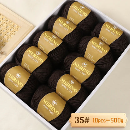 500g of High-Quality 212 Medium-Fine Alpaca Wool Yarn, Suitable for Knitting Sweaters, Scarves, and Hats, 10 Skeins/Pack