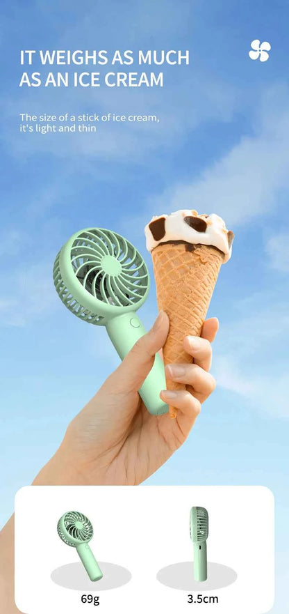 1200mAh Mini Portable FansHandheld USB Rechargeable Quiet Handheld FanAir cooler Outdoor Travel Hand Fans ventilation Fan