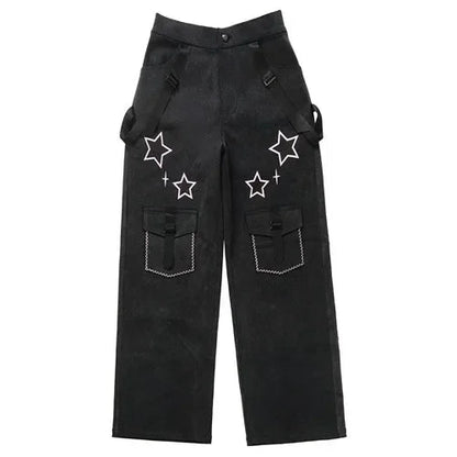 Black Pink Y2K Clothing Set Hot Girls Strapless Strap Short Sleeve T-shirt Slimming Jeans Long Pants Female 4 Piece Set Outfits SS69 59.69 Trousers / M