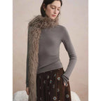DUSHU Seamless Half-high Collar Pure Wool Pullovers Women Plus Size Autumn Winter Bottoming Sweater Solid Soft Breathable Tops