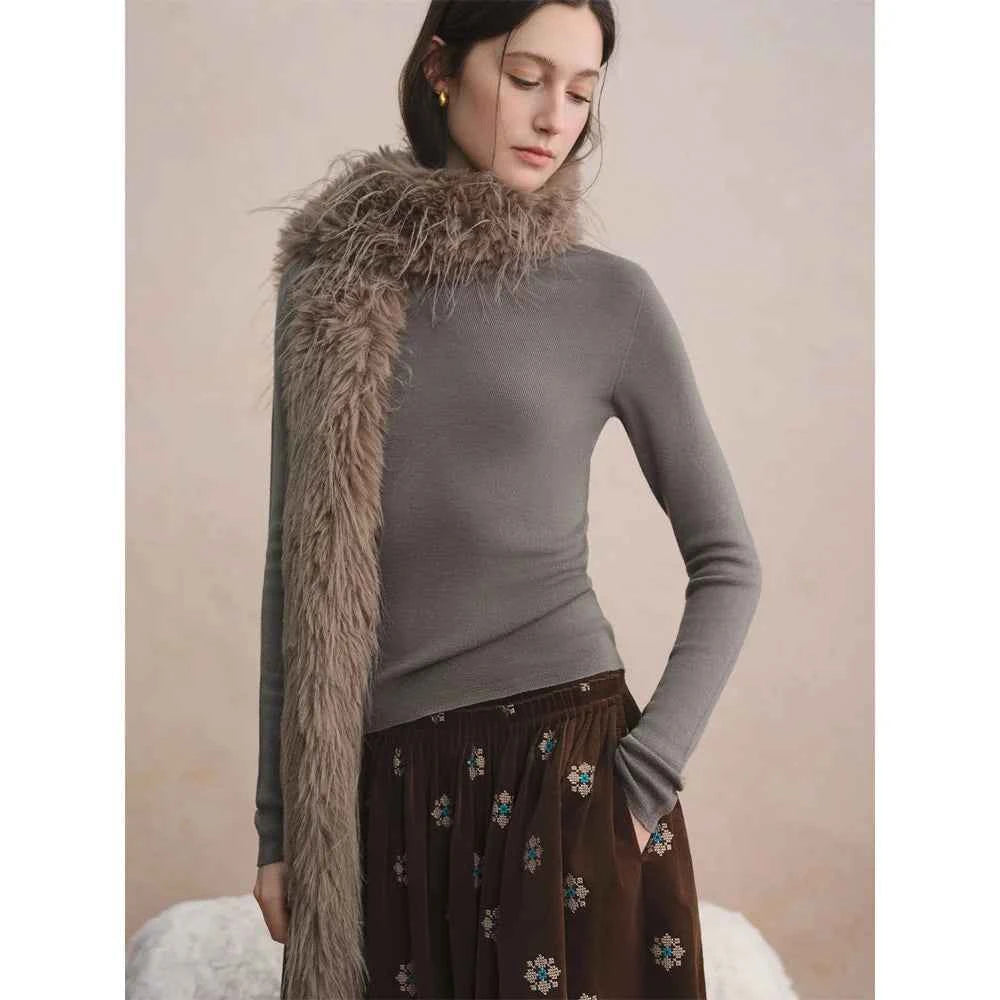 DUSHU Seamless Half-high Collar Pure Wool Pullovers Women Plus Size Autumn Winter Bottoming Sweater Solid Soft Breathable Tops