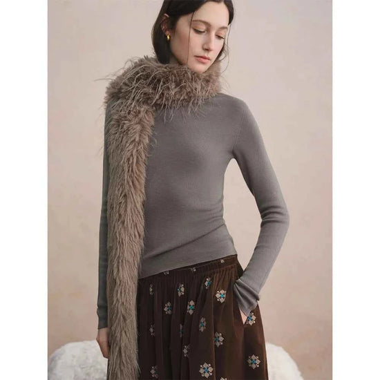 DUSHU Seamless Half-high Collar Pure Wool Pullovers Women Plus Size Autumn Winter Bottoming Sweater Solid Soft Breathable Tops