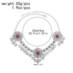 Traditional Kazakhstan Ethnic Coins Bracelet Hair Accessories  for Women Vintage Nepalese Tibetan Clothing Headwear Jewelry Set