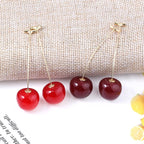 Anime JoJos Bizarre Adventure Earrings Kakyoin Noriaki Cherry Drop Earrings For Women Men Cosplay Ear Clip Jewelry Gift