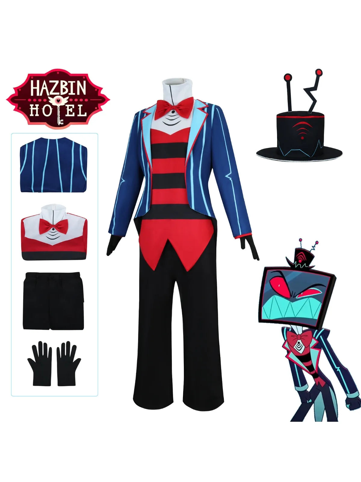 Vox Cosplay Costume Set - Hazbin Hotel Anime Uniform Coat and Pants