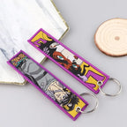 Sword Wind Legend Anime JOJO Wonderful Adventure Weaving Mark Keychain Sword Wind Legend Decorative Chain Fabric Key Pendant