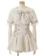 Japanese Mine Mass-Produced Short-Sleeve Shirt Dress Shorts Set Women Sweet Liz Doll Collar Bow Shirt Dress Two-Piece Suit