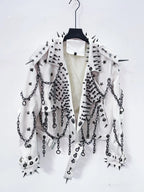vintage Leather  y2k  Jacket Skull Jacket Punk Jacket  gothic Leather gothic clothes y2k fashion y2k clothes  harajuku Jacket SS69