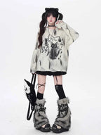 REDDACHiC Faux Fur Leg Warmers with Belt - Vintage Y2k Gyaru Boots Cover