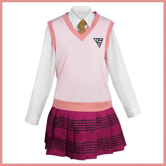 Anime Game Kaede Akamatsu Cosplay Costume Korean Style Pink School Uniform Vest Gingham Wig Woman Sexy Carnival Party Suit