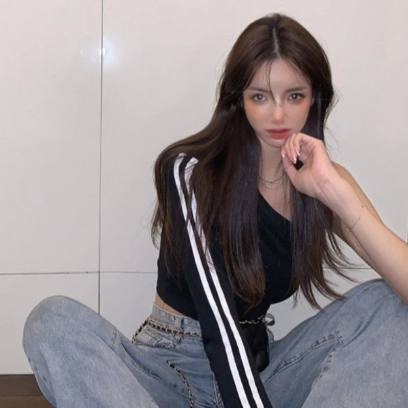 2025 Ropa Mujer Sexy Tshirts Women Off Shoulder Long Sleeve Tunic Black Tees Chic Casual T Shirt Summer Harajuku Y2k Crop Tops SS69