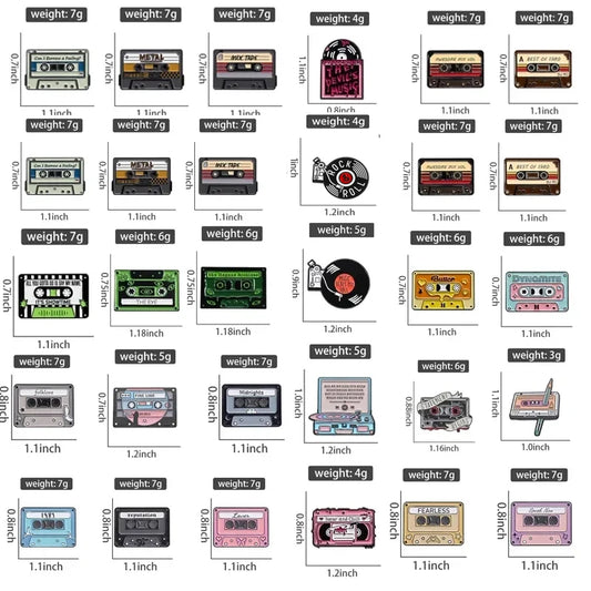 QIHE JEWELRY Retro Music Cassette Tape Enamel Pin Zinc Alloy Lapel Badge