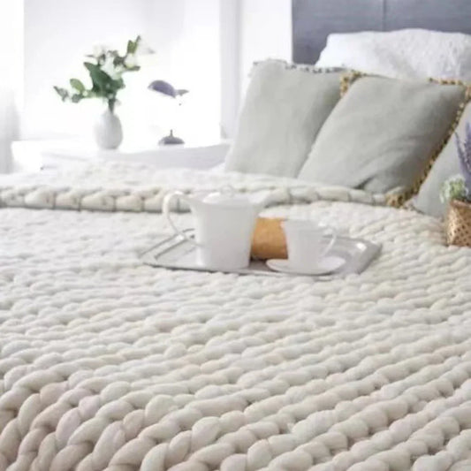 Hand-woven Woolen Blankets, Thick Knitted Blankets, Handmade Woolen Blankets for Beds, Home, Gifts