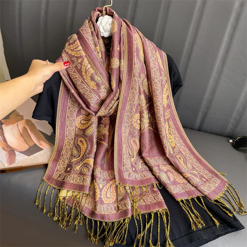 Luxury Brand Autumn Cashmere Pashmina Shawl Lady Wrap Warm Winter Scarves Design Print Female Foulard Cotton Stoles Scarf 2023 SS69 13.69 T099-15