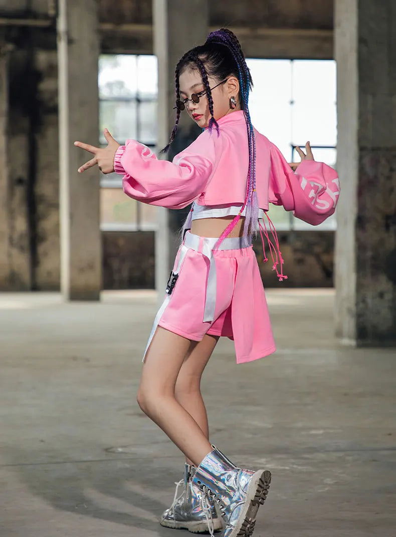 ZZL K-pop Stage Girls' Fashionable Outfit Jazz Dance Performance Suit Kids Hip-hop Fashion Costume Cool Children's Runway Wear SS69