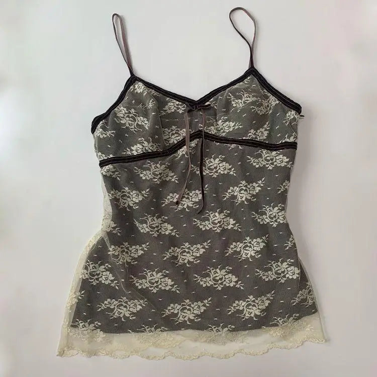 Flower leopard pattern suspenders emo girl casual fashion Y2K crop top chic Harajuku aesthetic sweet urban sexy punk women's top SS69 14.69 GRAY / S