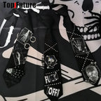 Women Men Y2K Girl Boy Gothic Harajuku Punk Steampunk Pre-Tied Ties Skeleton Necktie Accessories Halloween Cosplay Tie Choker SS69