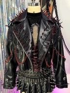 Women's Y2K Goth PU Leather Jacket Gothic Boho Emo Clothing with Spikes Punk Rock Grunge Festival Coat for Teens Spiked Clothes