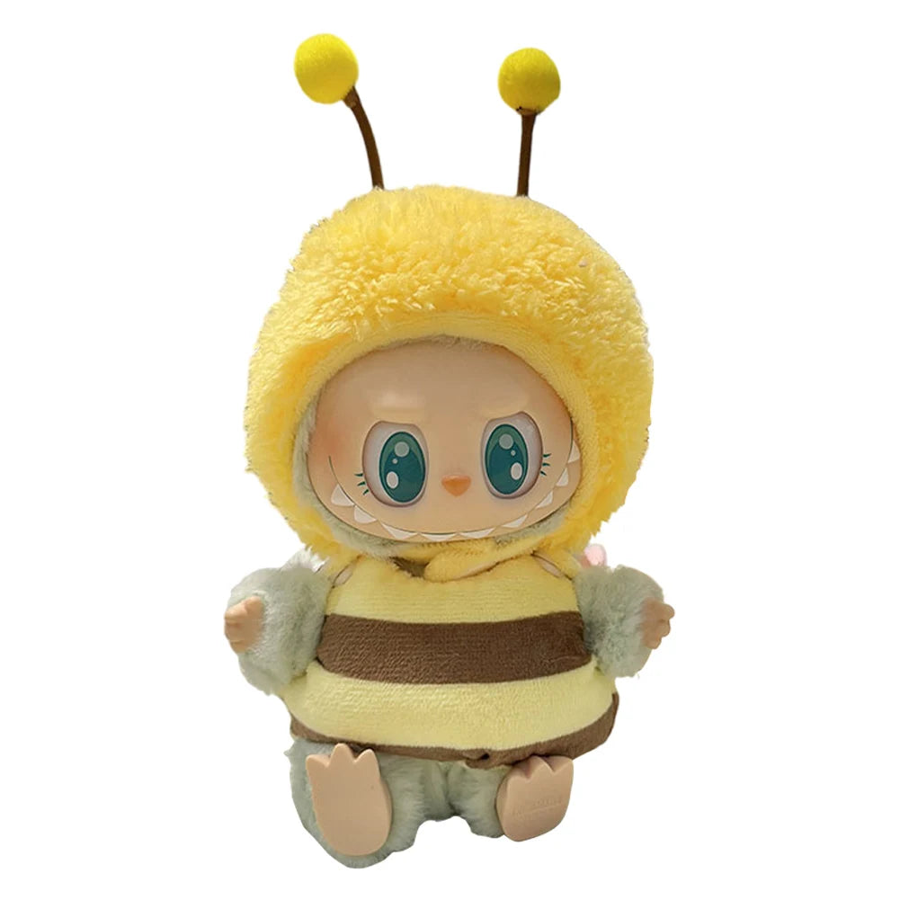 17cm Mini Plush Doll's Clothes Outfit Accessories for Korea Kpop Labubu Dolls Sit Party Overalls Clothing Gift （Only clothes） SS69