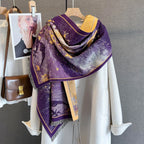 Autumn/Winter Warm Scarf 185*65cm Star Print Tassel Shawl Women's Imitation Cashmere Thickened Warps Coldproof Windproof Blanket