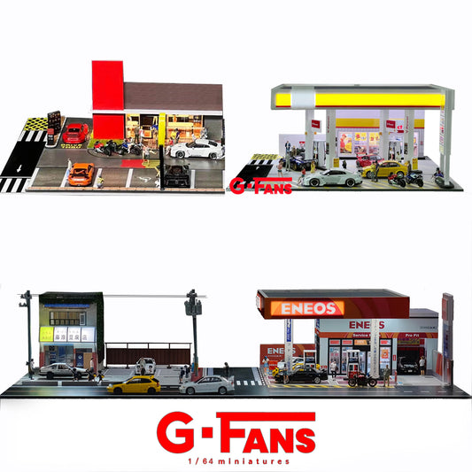 SS69 1/64 Scale Diecast Car Garage Diorama with LED Lighting and Dust Door