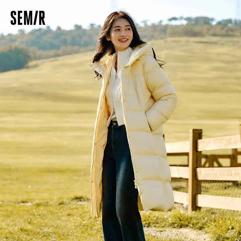 Semir Down Jacket Women Long Length Waterproof Coat 2026 Fashion Winter New Loose Hooded Coat Simple Down Jacket Woman