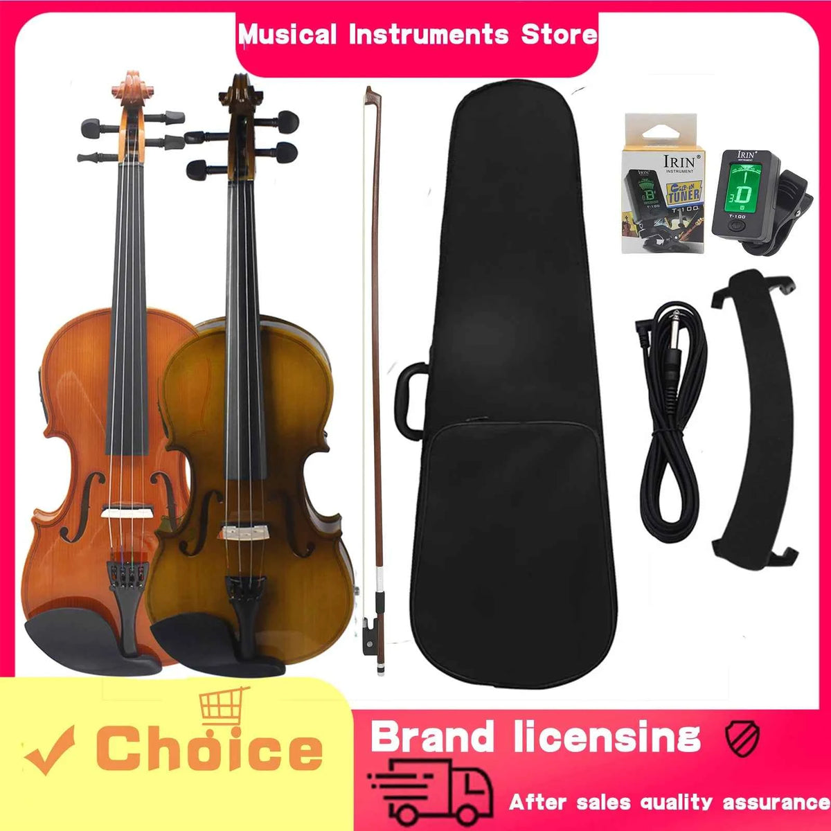 IRIN Acoustic Violin EQ Electric Electroacoustic 4/4 Violin for Performance String Instrument Equipped With Tuner Accessories