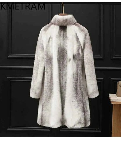 KMETRAM 100% Cross Mink Fur Jacket Woman Mid Length Real Fur Coat Winter Women Clothing Furry Jackets 2025 шуба женская