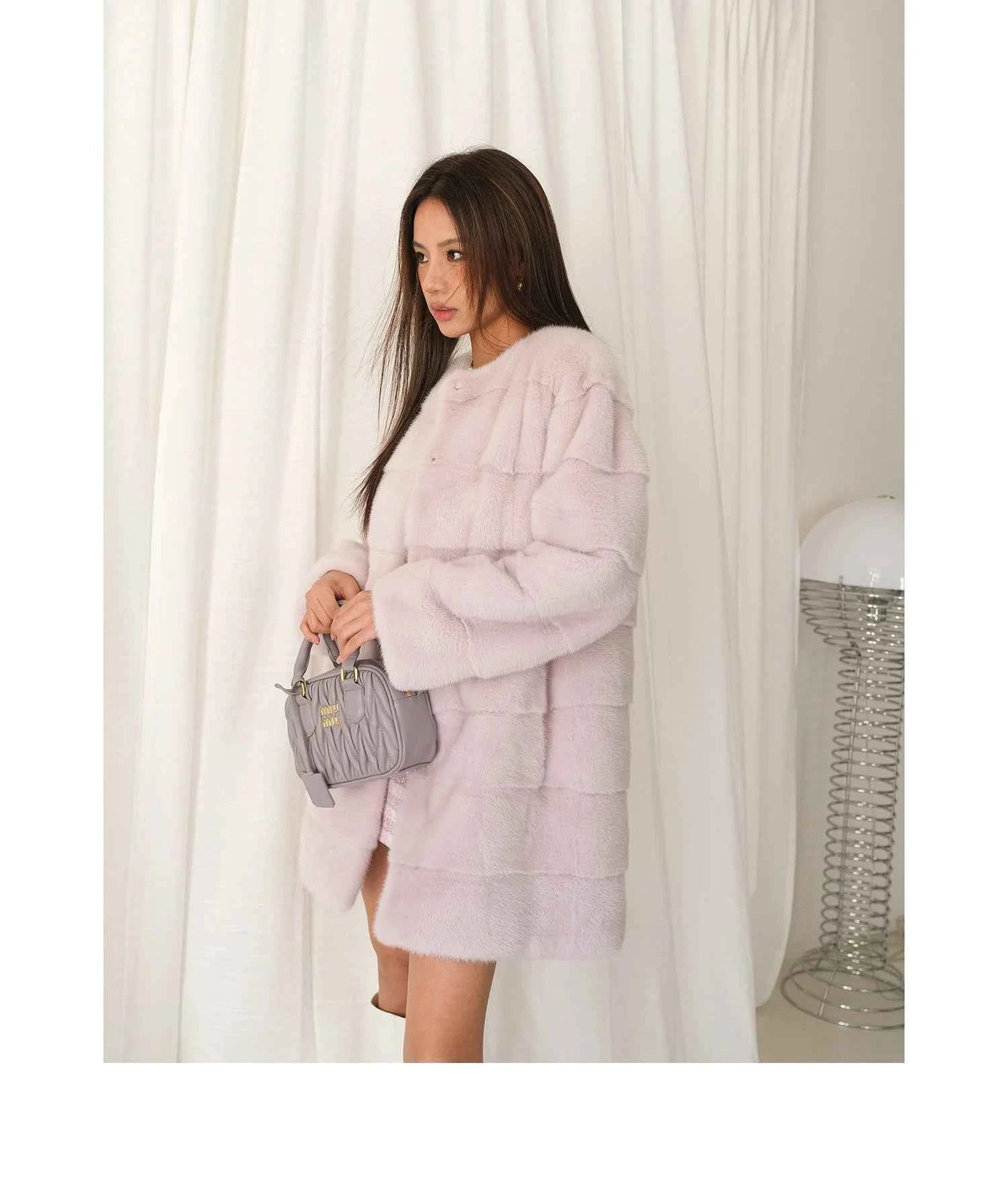 HDHOHR 2025 New 100% Real Mink Fur Coat Women Fashion Essential Natural Mink Fur Jackets Warm Royel Blue Winter Fur Coat