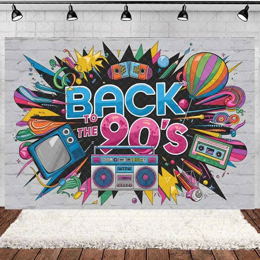 Retro Back to the 70s 80s 90s Backdrop Music Party Decorations Neon Light Graffiti Tapes Disco Background Photo Studio Supplies