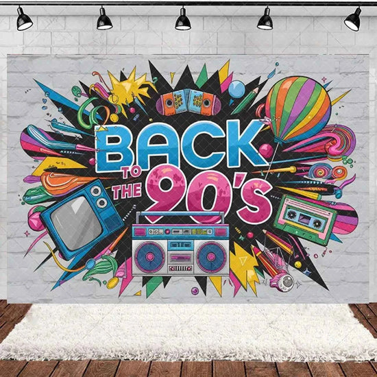 Retro Back to the 70s 80s 90s Backdrop Music Party Decorations Neon Light Graffiti Tapes Disco Background Photo Studio Supplies
