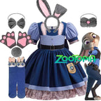 Girl Cosplay Disney Judy Hopps Police Officer Dress Zootopia Bunny Costume Kids Dress Up Halloween Rabbit Dress Outfits