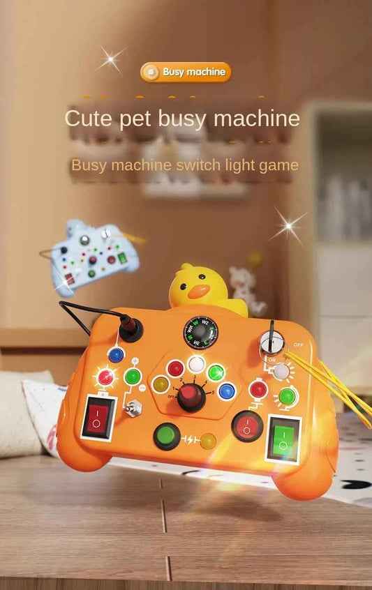 Montessori Busy Board Sensory Toys Cartoon with LED Light Switch Control Board Travel Activities Children Game for 2-4 Years Old