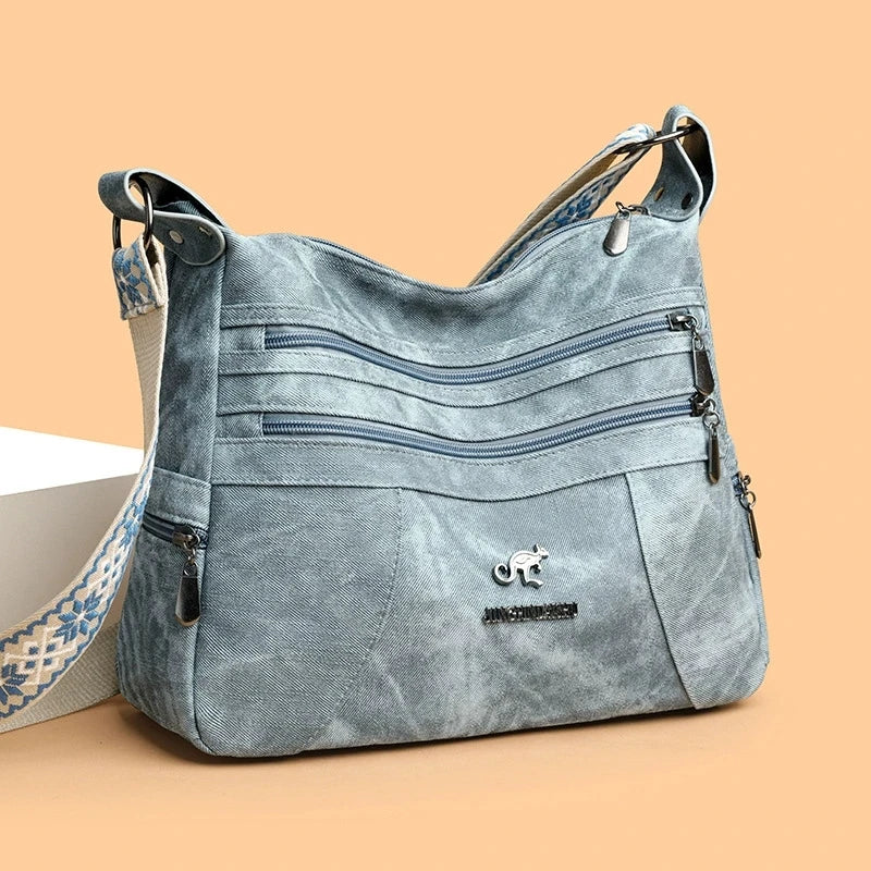 FXZLLQCN Vintage Faux Leather Multi-Layer Crossbody Bag