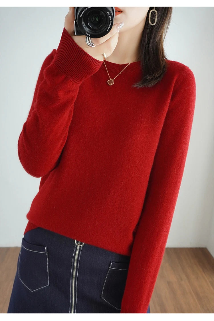Autumn And Winter Cashmere Sweater Women's Crew Neck Pullover Casual Knitted Top Women's Short Undercoat Fashion 18 Colors SS69
