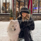 Neo Mint 2025 Winter Hot Brand Fashion Gradient Faux Fur Bucket Hats Women Thick Warm Fluffy Fox Fur Luxury Panama Fisherman Cap