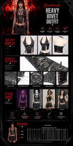 Goth Top Y2K Clothes Women's Tanks Emo Clothing Gothic Boho Tops with Spikes Punk Rock Teens Festival Spiked Bra Grunge T Shirt