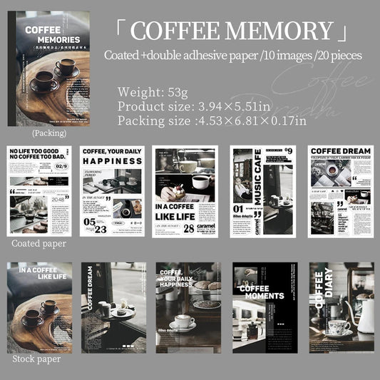 20 pcs Large Size Vintage Coffee Magazine Material Paper Aesthetic Material Book Retro Scrapbooking Journaling Decor Stationery SS69