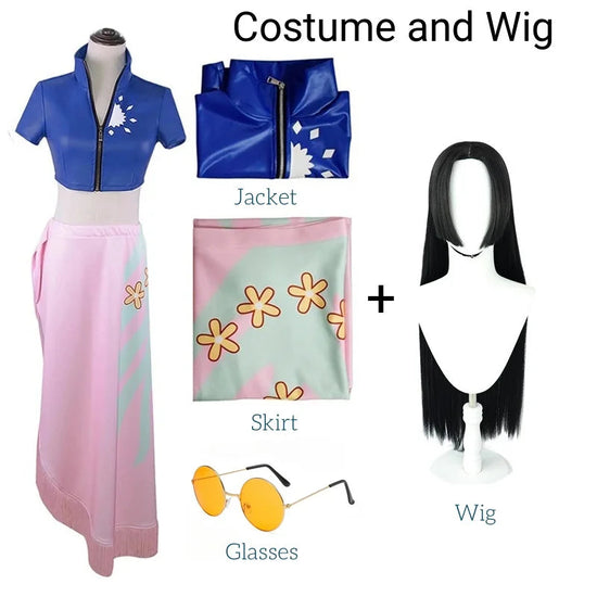 Nico Robin Cosplay Costume Top and Wrap Skirfor Women One Piece Anime Nico Robin Outfit Dress SS69