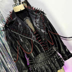 Women's Y2K Goth PU Leather Jacket with Spikes