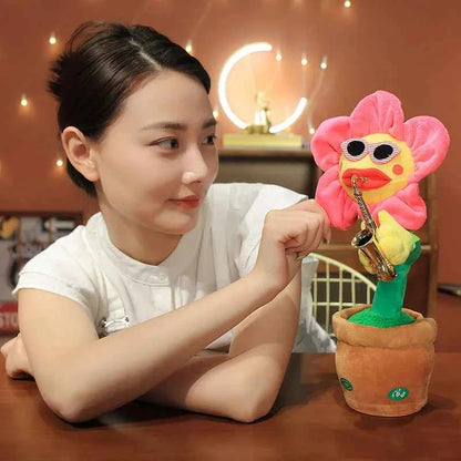 Musical Singing Dancing Toys 120 Songs Repeating Talking Record Speaking Sunflower Soft Plush Funny Creative Saxophone Kids Toy