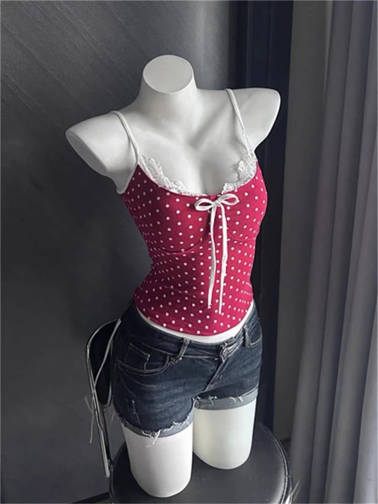 2000s American Vintage Sexy Leopard Camis Y2k Harajuku Slim Lace Patchwork Tanks Summer Streetwear Beach Party Sleeveless Tops