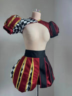 Custom Made Vintage Victorian Gothic Jester Cosplay Costume Women Harlequin Carnival Outfit Tutorial Joker Clown Suit