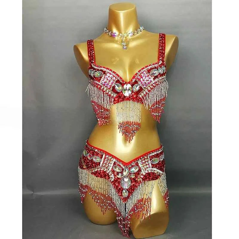Sexy Girl Belly Dance Costume Wear Bar+Belt 2pc Set 10 Colors Ladies Bellydancing Costumes Bellydance Clothes