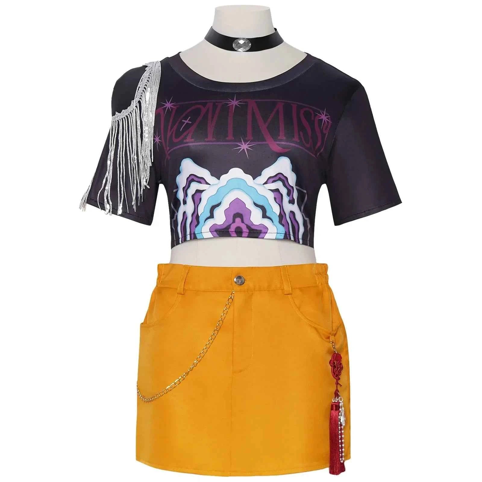 Kids Rumi Zoey Mira Cosplay KPop Demon Hunters Costume Women Girls Black Golden Suit Saja Boys Halloween Role Playing Outfits