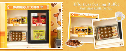 Rolife Night Out Food Stall DIY Modern Miniature House Themed Restaurant Assembly Model Kit For Model Enthusiasts Kids Adults